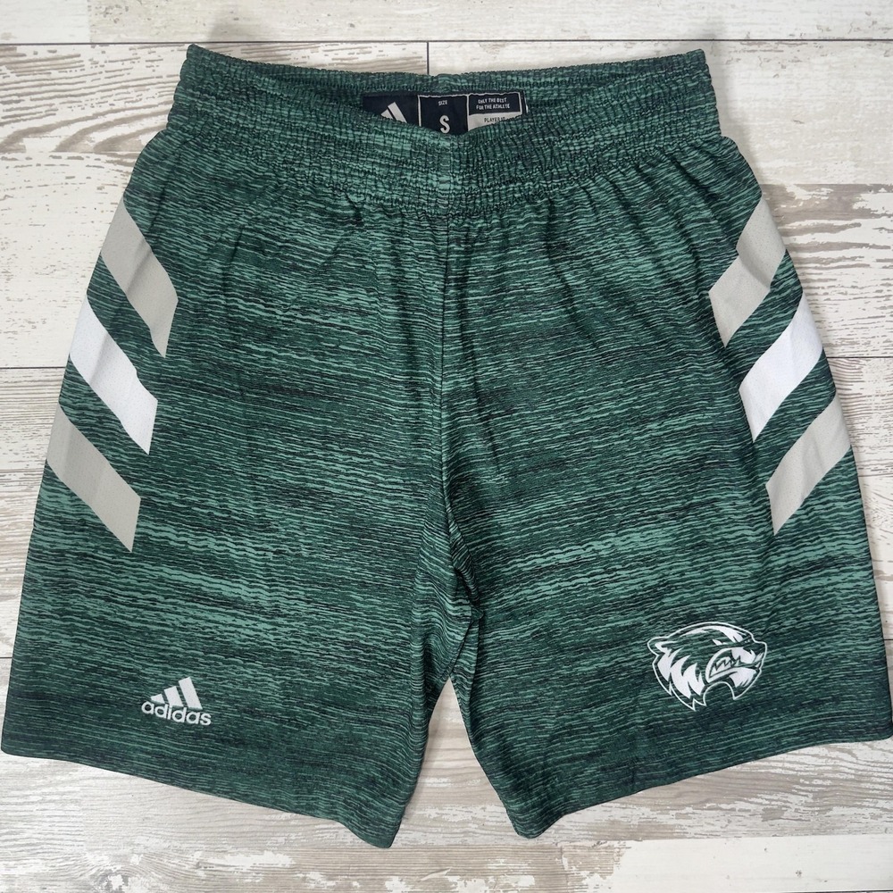 Adidas Basketball Shorts Mens Small Green 8 Inseam Jersey Logo Elastic Waist